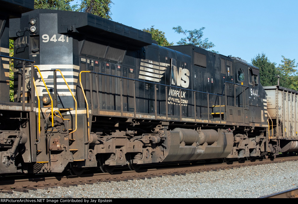 NS 9441 trails on a westbound empty coal train 